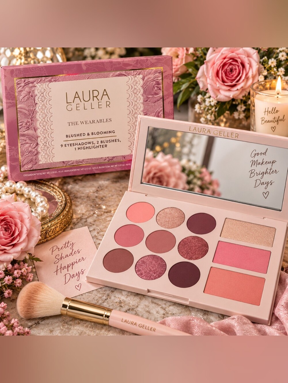 Laura Geller Blushed & Blooming Face Eye Palette 9 Shadows 2 Blush NWT Sealed